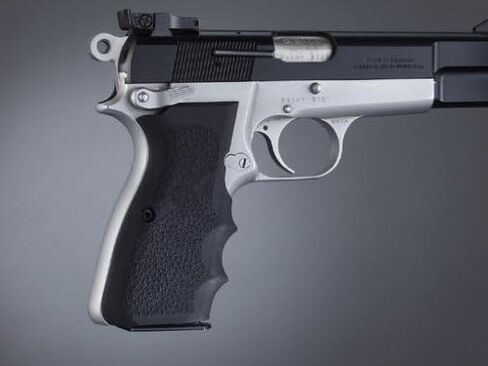Hogue Browning Hi-Power Rubber Pistol Grip Set with Finger Grooves, Black - 09000 in Saudi Arabia