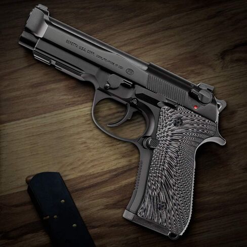 Cool Hand G10 Grips for Beretta 92/96 Full Size, 92 FS, m9, 92a1, 96a1, 92 INOX, Black Gun Grips Screws Set Included, Sunburst Texture, 1/4" Thin in Kuwait