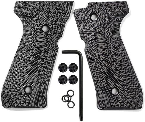 Cool Hand G10 Grips for Beretta 92/96 Full Size, 92 FS, m9, 92a1, 96a1, 92 INOX, Black Gun Grips Screws Set Included, Sunburst Texture, 1/4" Thin in Kuwait