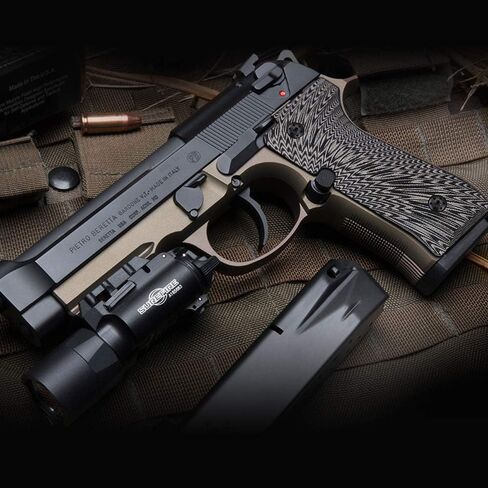 Cool Hand G10 Grips for Beretta 92/96 Full Size, 92 FS, m9, 92a1, 96a1, 92 INOX, Black Gun Grips Screws Set Included, Sunburst Texture, 1/4" Thin in Kuwait