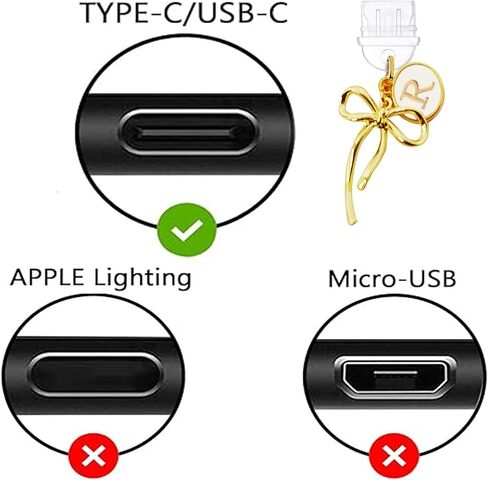 MORWLAT Bow Letters Dust Plug Charm متوافق مع Kindle Paperwhite، وصلة غبار من النوع C/USB C، هدية نسائية لطلاب معلمي القارئ الإلكتروني (M) in Kuwait