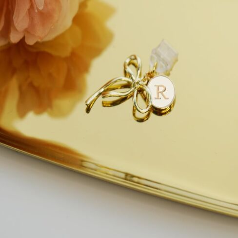 MORWLAT Bow Letters Dust Plug Charm متوافق مع Kindle Paperwhite، وصلة غبار من النوع C/USB C، هدية نسائية لطلاب معلمي القارئ الإلكتروني (M) in Kuwait