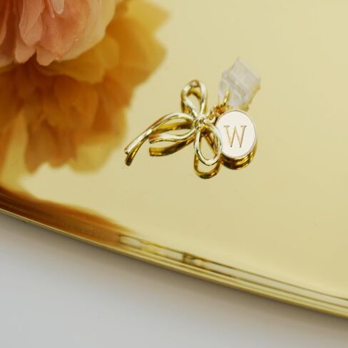 MORWLAT Bow Letters Dust Plug Charm متوافق مع Kindle Paperwhite، وصلة غبار من النوع C/USB C، هدية نسائية لطلاب معلمي القارئ الإلكتروني (M) in Kuwait