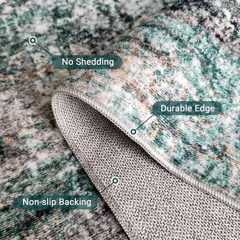 LEPEII 5x7 Area Rugs, Abstract Rugs for Living Room, Indoor Non-Slip Washable Rug for Bedroom, Dining Room, Low Pile Home Decor Neutral Area Rug-Green in Saudi Arabia