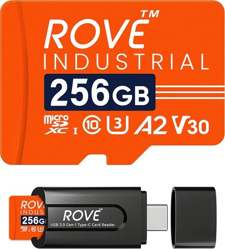 ROVE Industrial 256GB Micro SD Card with USB 3.0 Type C Card Reader, High Endurance microSDXC Memory Card 100MB/s Read Speed, C10, U3, V30, 4K, A2 for Dash Cam, Android Smart Phones, Tablets, Games in Saudi Arabia
