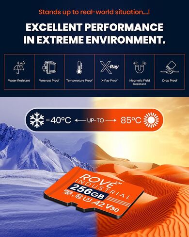 ROVE Industrial 256GB Micro SD Card with USB 3.0 Type C Card Reader, High Endurance microSDXC Memory Card 100MB/s Read Speed, C10, U3, V30, 4K, A2 for Dash Cam, Android Smart Phones, Tablets, Games in Saudi Arabia