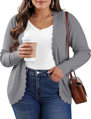 Tianzhu Women's Plus Cardigan Open Front Long Long Long-the Ruck Lightweight Conit Sweater XL-4XL in Kuwait