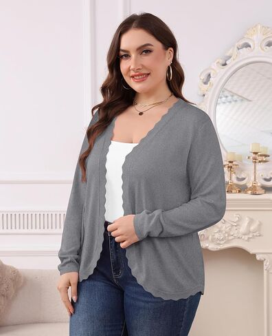 Tianzhu Women's Plus Cardigan Open Front Long Long Long-the Ruck Lightweight Conit Sweater XL-4XL in Kuwait