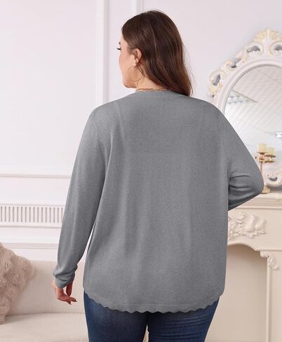 Tianzhu Women's Plus Cardigan Open Front Long Long Long-the Ruck Lightweight Conit Sweater XL-4XL in Kuwait