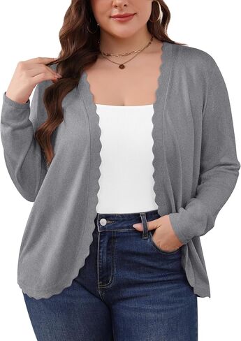 Tianzhu Women's Plus Cardigan Open Front Long Long Long-the Ruck Lightweight Conit Sweater XL-4XL in Kuwait