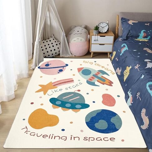 ABREEZE Large Play Mat, Faux Wool Kids Play Area Rugs 5' x 6.6' Kids Nursery Door Mat Soft Plush Non-Slip Childrens Carpet for Bedroom Living Room Kids Playroom，Space in Kuwait