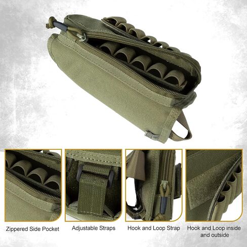 OneTigris Shotgun Shell Holder, Pouch Buttstock Holder for 12 Gauge 7.62mm, Molle Rifle Stock Ammo Holder Cheek Pad in Saudi Arabia