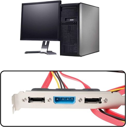 PCI Bracket SATA إلى eSATA و4Pin IDE M- كابل كامل الارتفاع بمنفذين اتصال القرص المضغوط لمحرك الأقراص الصلبة الخارجي in Kuwait