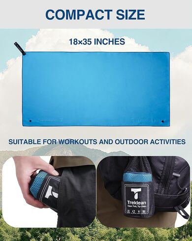 Quick Dry Towel for Body,35" x 18" Travel Towel Fast Drying Lightweight Camping Towel for Swimming,Gym,Yoga and Other Sports(Hawaiian Blue,1 Pack) in Saudi Arabia