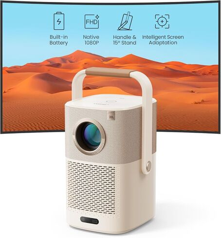 [صوت بواسطة JBL وبطارية مدمجة] جهاز عرض Yaber T2 خارجي مع WiFi 6 وبلوتوث، جهاز عرض محمول للأفلام الذكية الأصلية 1080P للأماكن الداخلية والخارجية (متجدد) in Kuwait