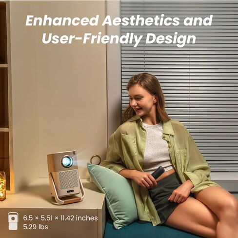 [صوت بواسطة JBL وبطارية مدمجة] جهاز عرض Yaber T2 خارجي مع WiFi 6 وبلوتوث، جهاز عرض محمول للأفلام الذكية الأصلية 1080P للأماكن الداخلية والخارجية (متجدد) in Kuwait
