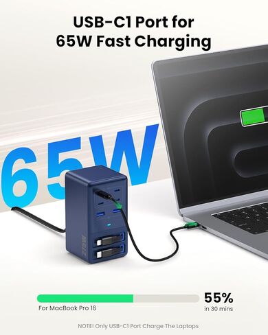 شاحن USB C بقدرة 275 وات مع كابلات مزدوجة قابلة للسحب، كتلة محور شحن سريع 8 في 1 GaN IV مطورة + محول الكمبيوتر المحمول PD QC PPS 65W لأجهزة MacBook Pro/Air، iPad، iPhone 17/Pro، Galaxy S24، Dell إلخ in Kuwait