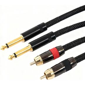 Professional Audio Cable Set, Black Braided RCA to 1/4 Inch Dual Connector, Gold-Plated Terminals, Studio Quality Sound Connection (39, Inches) in Saudi Arabia