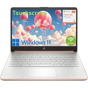 HP 14" Touchscreen Laptop Computer for Student Study Home, 1-Year Office 365, Intel Processor, 16GB RAM, 256GB PCIe SSD, WiFi 6, Bluetooth 5.4, Type-C, HDMI, Pale Rose Gold, Windows 11 S in Kuwait