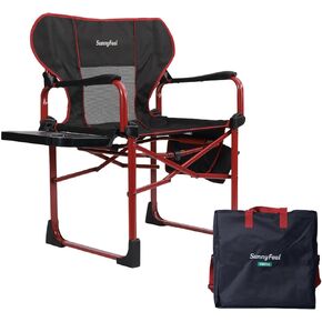 كرسي مديري التخييم كبير الحجم من SUNNYFEEL، كرسي أسود محمول قابل للطي للبالغين يدعم 600 رطل مع جيب جانبي وطاولة جانبية للشاطئ، وصيد الأسماك، والرحلة، والنزهة، والحديقة، وكراسي التخييم القابلة للطي في الهواء الطلق in Kuwait