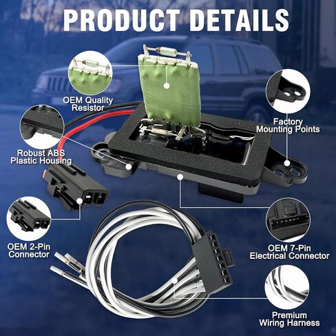 RU594 AC Blower Motor Resistor Fit for Volkswagen Beetle 2012-2019, CC 2009-2012, Eos 2007-2016, Golf 2010-2014, for Jetta City 2009-2009, Passat 2006-2010 2012, Passat CC 2009-2010 1K0959263A in Saudi Arabia