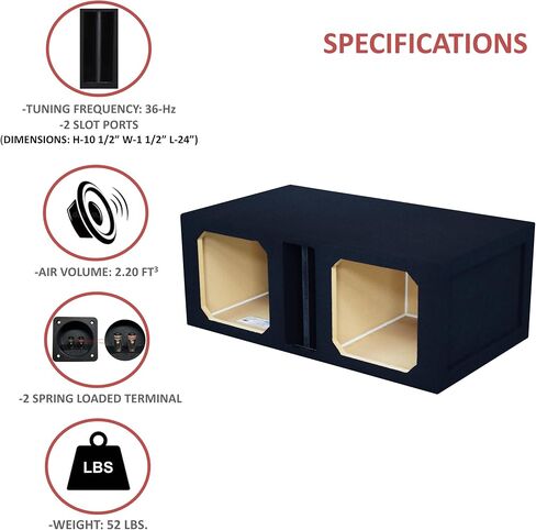 10" Dual Solo-baric L7S L7R Center-ported sub Box Speaker Box subwoofer Enclosure Stereo car Audio Home Audio Universal Use in Saudi Arabia