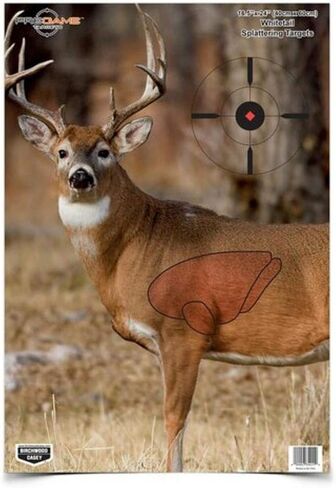 BIRCHWOOD CASEY Pregame 16.5" x 24" Big Game Animal Targets - Photo-Realistic Instant Splattering Shooting Targets - For Use with All Guns & Calibers - 3 Targets Pack in Saudi Arabia