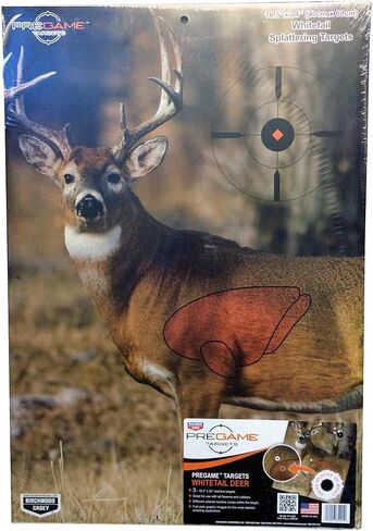 BIRCHWOOD CASEY Pregame 16.5" x 24" Big Game Animal Targets - Photo-Realistic Instant Splattering Shooting Targets - For Use with All Guns & Calibers - 3 Targets Pack in Saudi Arabia