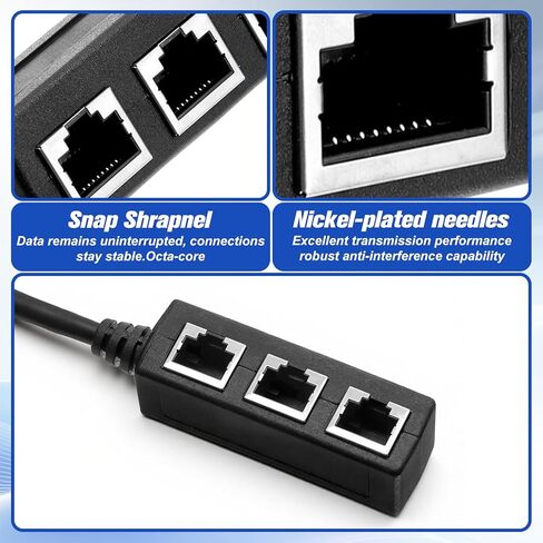 كابل مقسم LAN RJ45 ذكر إلى 3 أنثى، محول إيثرنت لـ Cat5، Cat5e، Cat6، Cat7 LAN محول موصل شبكة مقبس إيثرنت متوافق مع أجهزة التوجيه وصناديق الاستقبال وأجهزة الكمبيوتر in Kuwait