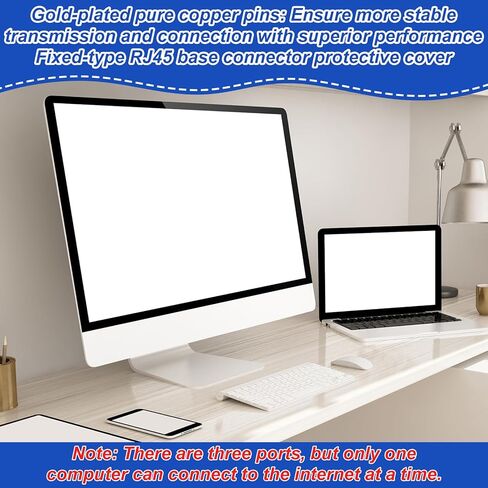 كابل مقسم LAN RJ45 ذكر إلى 3 أنثى، محول إيثرنت لـ Cat5، Cat5e، Cat6، Cat7 LAN محول موصل شبكة مقبس إيثرنت متوافق مع أجهزة التوجيه وصناديق الاستقبال وأجهزة الكمبيوتر in Kuwait