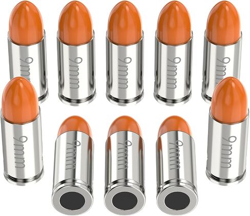 أغطية كبس لـ 9MM/22LR/38SPL/380acp/40S&W/.45ACP للتدريب على التدريب على التحميل الآمن وإطلاق النار بالقرب من الوزن الحقيقي، برتقالي in Saudi Arabia