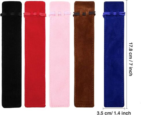 50 Pieces Pen Pouch Velvet Drawstring Pen Bag Velvet Case Pencil Bag for Pen and Pencil (Black) in Kuwait