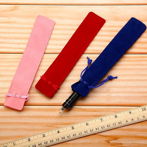 50 Pieces Pen Pouch Velvet Drawstring Pen Bag Velvet Case Pencil Bag for Pen and Pencil (Black) in Kuwait