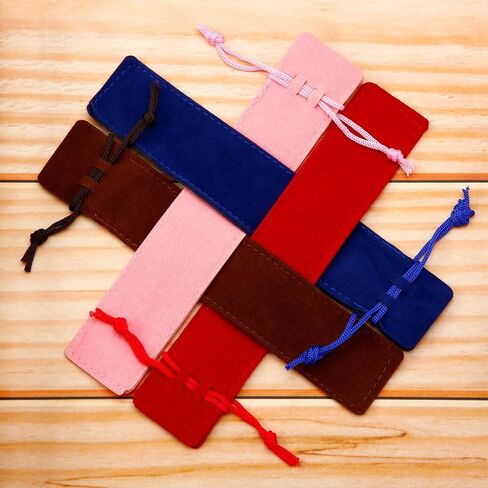 50 Pieces Pen Pouch Velvet Drawstring Pen Bag Velvet Case Pencil Bag for Pen and Pencil (Black) in Kuwait