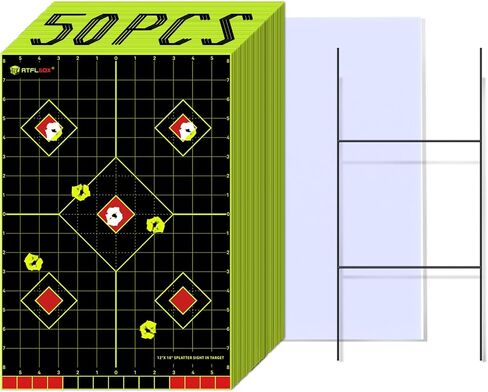 Atflbox 12x18 inch Sight in Splatter Paper Target and Adhesive Target Sticker, Two-Color Bright Fluorescent Yellow and White, Easily seen on Impact for Indoor and Outdoor Shooting Range in Saudi Arabia