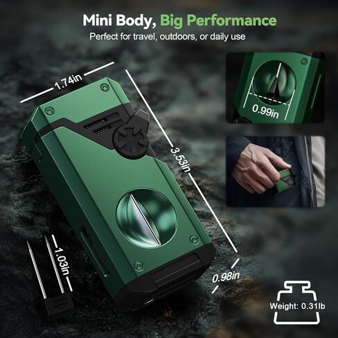 5-in-1 Torch Lighter, 4 Jet Windproof Flame with Built-in Cutter, Holder, Punch, Draw Enhancer Tool, Refillable Butane Torch Lighters, Multi-Functional Accessories, Gifts for Men, Lighters for Candle in Saudi Arabia