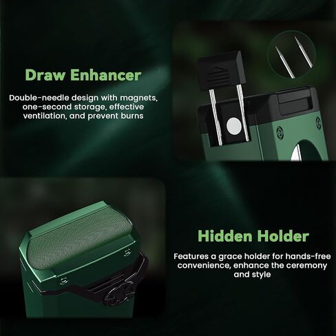 5-in-1 Torch Lighter, 4 Jet Windproof Flame with Built-in Cutter, Holder, Punch, Draw Enhancer Tool, Refillable Butane Torch Lighters, Multi-Functional Accessories, Gifts for Men, Lighters for Candle in Saudi Arabia