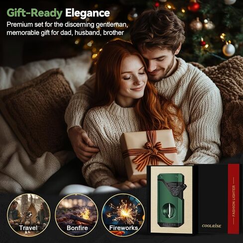 5-in-1 Torch Lighter, 4 Jet Windproof Flame with Built-in Cutter, Holder, Punch, Draw Enhancer Tool, Refillable Butane Torch Lighters, Multi-Functional Accessories, Gifts for Men, Lighters for Candle in Saudi Arabia