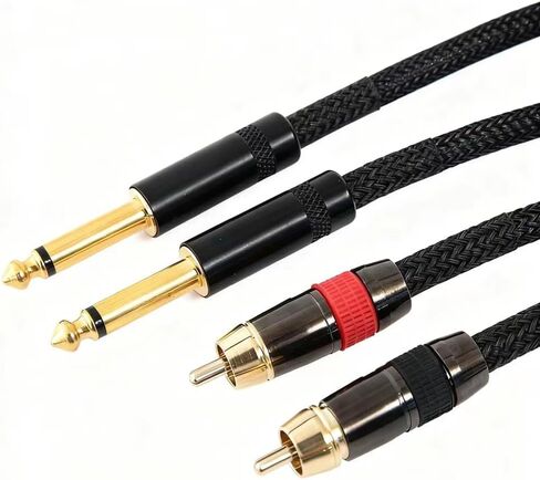 Professional Audio Cable Set, Black Braided RCA to 1/4 Inch Dual Connector, Gold-Plated Terminals, Studio Quality Sound Connection (39, Inches) in Saudi Arabia