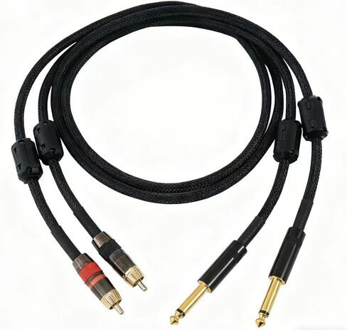 Professional Audio Cable Set, Black Braided RCA to 1/4 Inch Dual Connector, Gold-Plated Terminals, Studio Quality Sound Connection (39, Inches) in Saudi Arabia