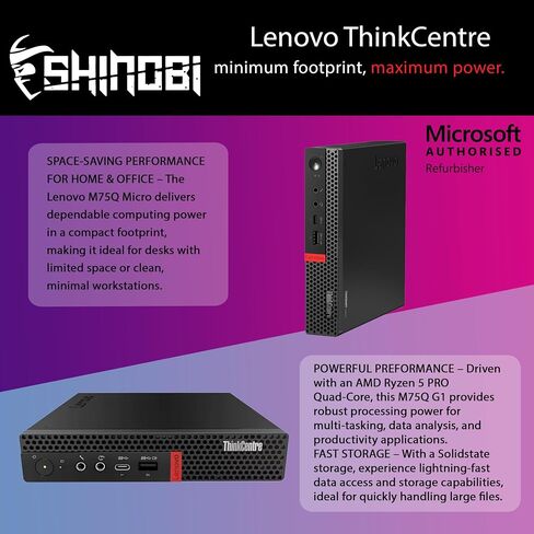 Lenovo ThinkCentre M75Q G1 Micro PC | AMD Ryzen 5 PRO 3400GE | 32GB RAM | 1TB NVME | Built in AX210 Wi-Fi BT | Windows 11 Pro | Mini Desktop Computer (Renewed) in Saudi Arabia