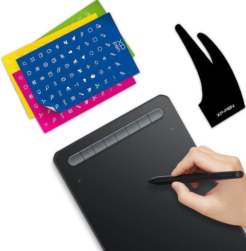 XP-PEN Deco MW Bluetooth Computer Graphic Tablet 8x5 Inches with X3 Battery-Free Stylus & Professional Artist 2-Fingers Glove（Size M&Shortcut Stickers in Saudi Arabia