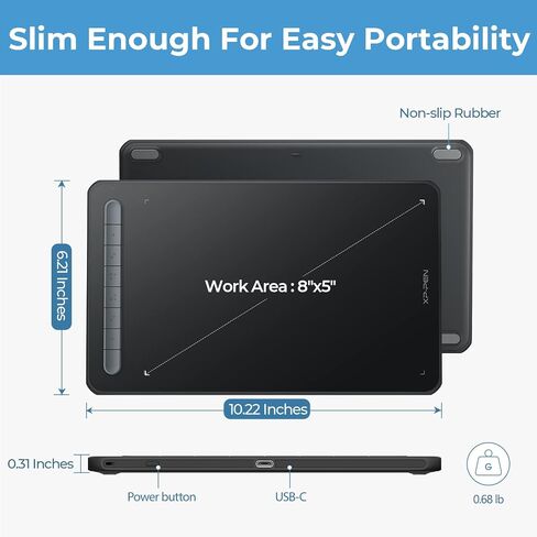 XP-PEN Deco MW Bluetooth Computer Graphic Tablet 8x5 Inches with X3 Battery-Free Stylus & Professional Artist 2-Fingers Glove（Size M&Shortcut Stickers in Saudi Arabia