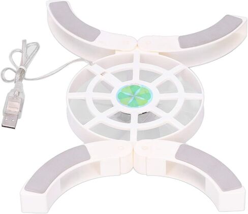 Laptop Cooler Cooling Pad, DRS04 Folding Computer Laptop Cooling Pads, Double Fans and Strong Wind with 12pcs Antiskid Pads and Blue LED Light (White) in Saudi Arabia