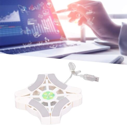 Laptop Cooler Cooling Pad, DRS04 Folding Computer Laptop Cooling Pads, Double Fans and Strong Wind with 12pcs Antiskid Pads and Blue LED Light (White) in Saudi Arabia