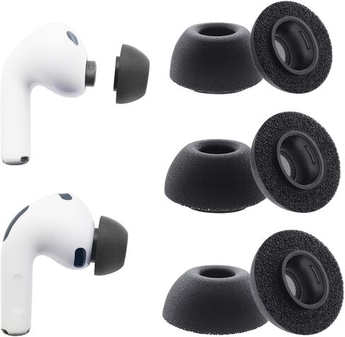 Replacement Ear Tips for AirPods Pro 3 (3rd Generation 2025), Memory Foam Earbuds Tips, Fit in The Charging Case, 3 Pairs Black (Assorted-S/M/L) in Saudi Arabia