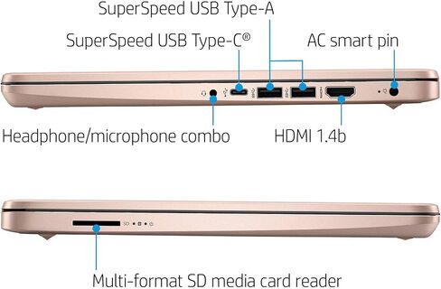 كمبيوتر محمول HP بشاشة لمس 14 بوصة للطلاب في المنزل، مكتب 365 لمدة عام، معالج Intel، ذاكرة الوصول العشوائي 16 جيجابايت، 256 جيجابايت PCIe SSD، WiFi 6، بلوتوث 5.4، النوع C، HDMI، ذهبي وردي شاحب، Windows 11 S in Saudi Arabia