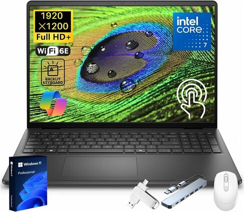 كمبيوتر محمول للأعمال بشاشة لمس 16 بوصة من Dell 2025 جديد، 16 بوصة FHD+ WUXGA، Intel Core 7 150U، 32 جيجابايت DDR5 5600 ميجاهرتز، 2 تيرابايت SSD، كاميرا FHD، لوحة مفاتيح بإضاءة خلفية، Windows 11 Pro in Kuwait