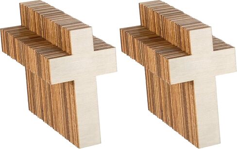 36 Pieces Blank Wood Cutouts Unfinished Cross Shaped Wooden Pieces for DIY Arts Craft Project, Decoration, Gift Tags in Saudi Arabia