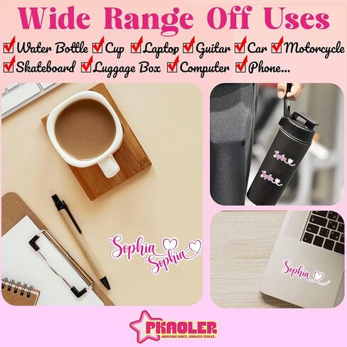 Custom Name Sticker with Heart – Personalized Waterproof Vinyl Decal – Cute Aesthetic Design, Custom Font & Color – Gift for Women, Kids, Teens – Laptop, Phone, Water Bottle, Tumbler, Notebook, Car in Saudi Arabia